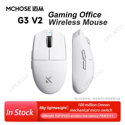 MCHOSE G3 V2 Pro bezdrátová herní myš Tri-Mode Bluetooth 800mAh dobíjecí lehká přizpůsobená ergonomická esports myš