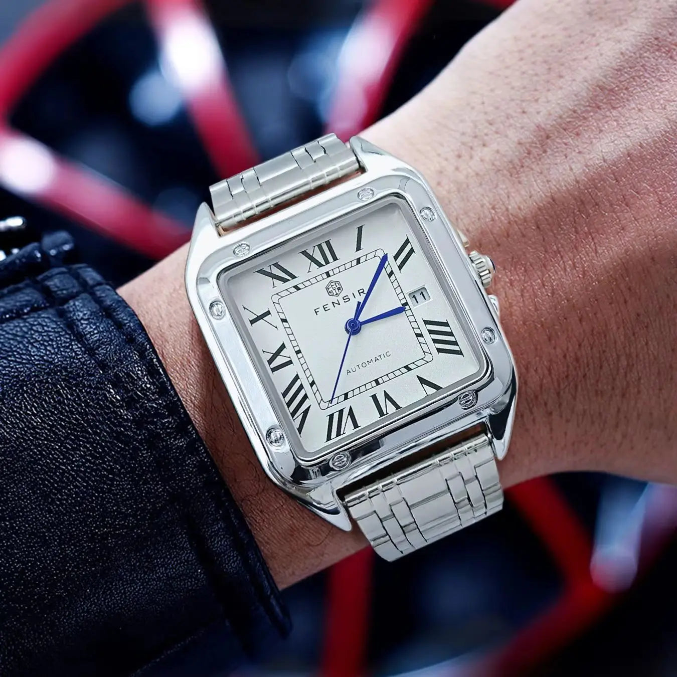 Luxury Square Watch for Men, Calendar Display, Stainless Steel Strap, High-End Luxury Small Square Men's Watch, Stylish Business Casual Versatile Trendy Men's Wristwatch, the Best Gift for Him