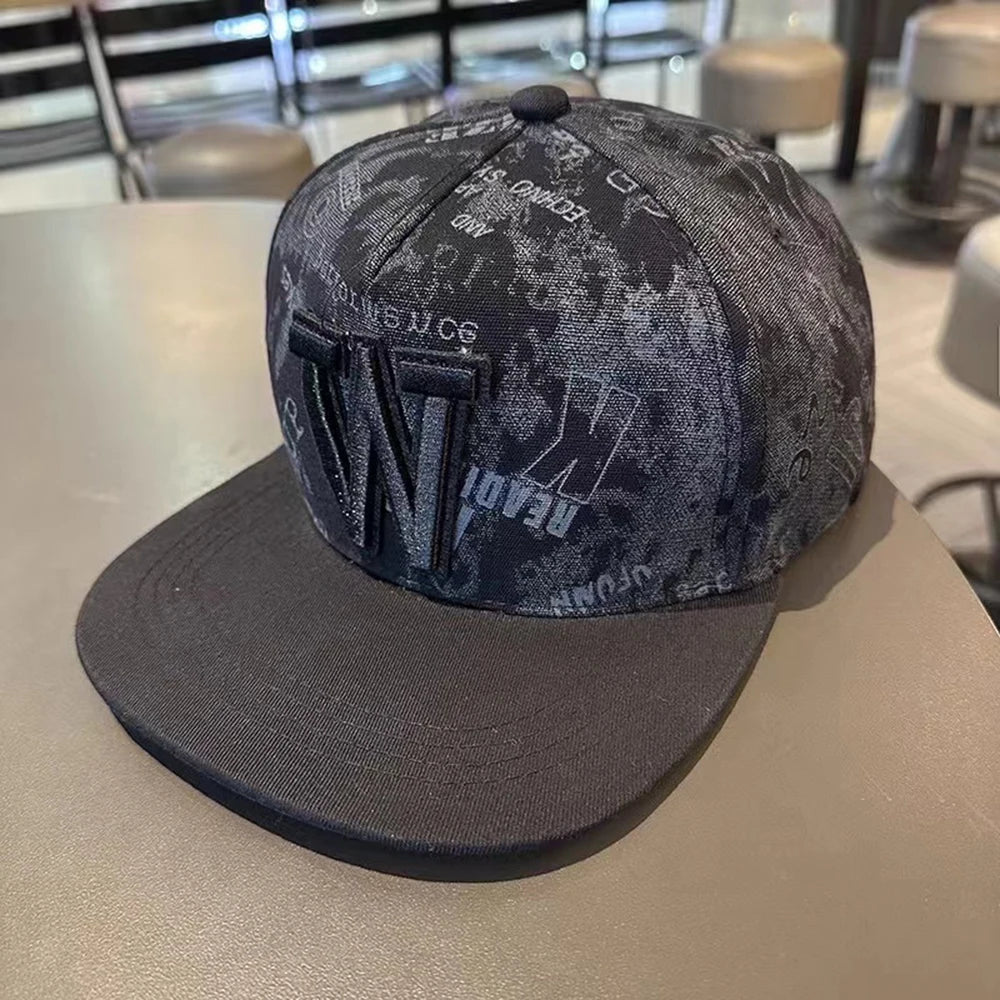 Men's Letter Embroidery All-match Flat Brim Baseball Cap Ladies Summer Hip Hop Hats Outdoor Shade Adjustable Casual Peaked Caps