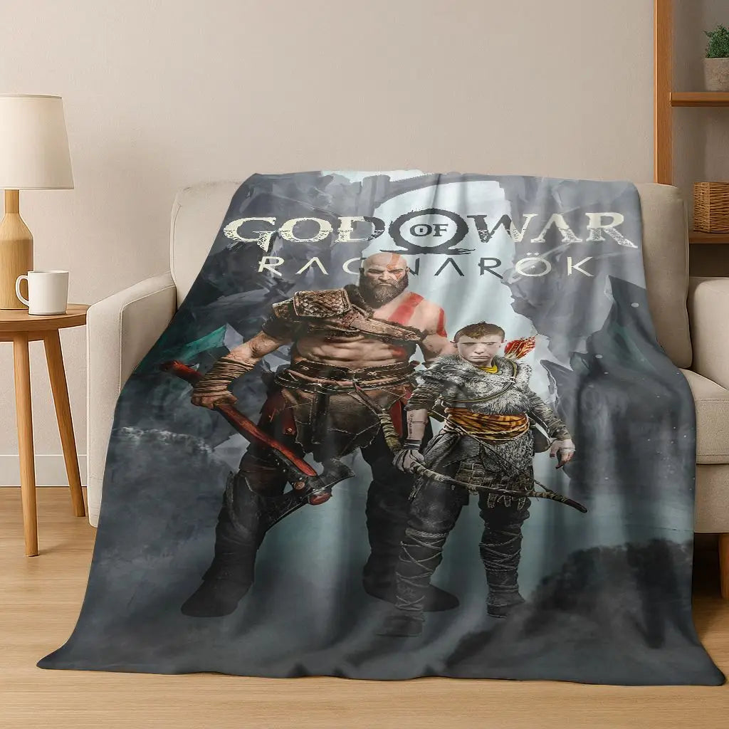 Classics God of War Kratos 3A Game Gamer Flannel Blanket,Warm and Cozy Soft Throw Blanket for Home Bedroom Bed Sofa Kid Gift