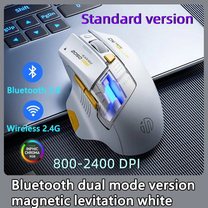 Inphic A9 Pro gamingmus med tre tilstande, farverig lysguide, strømindikator, justerbar DPI, makrodriver, ergonomisk, 12800DPI