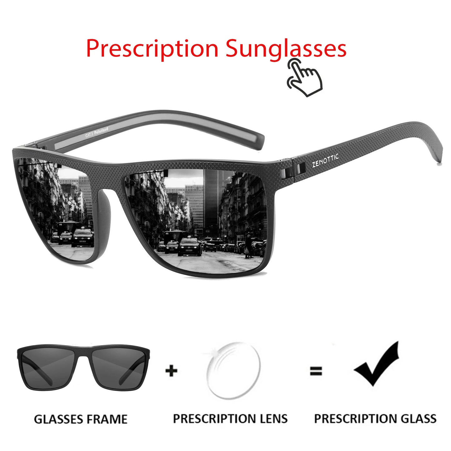 ZENOTTIC Polarized Sunglasses for Men Shades Lightweight TR90 Frame UV400 Protection Square Outdoor Trave Driving Sun Glasses