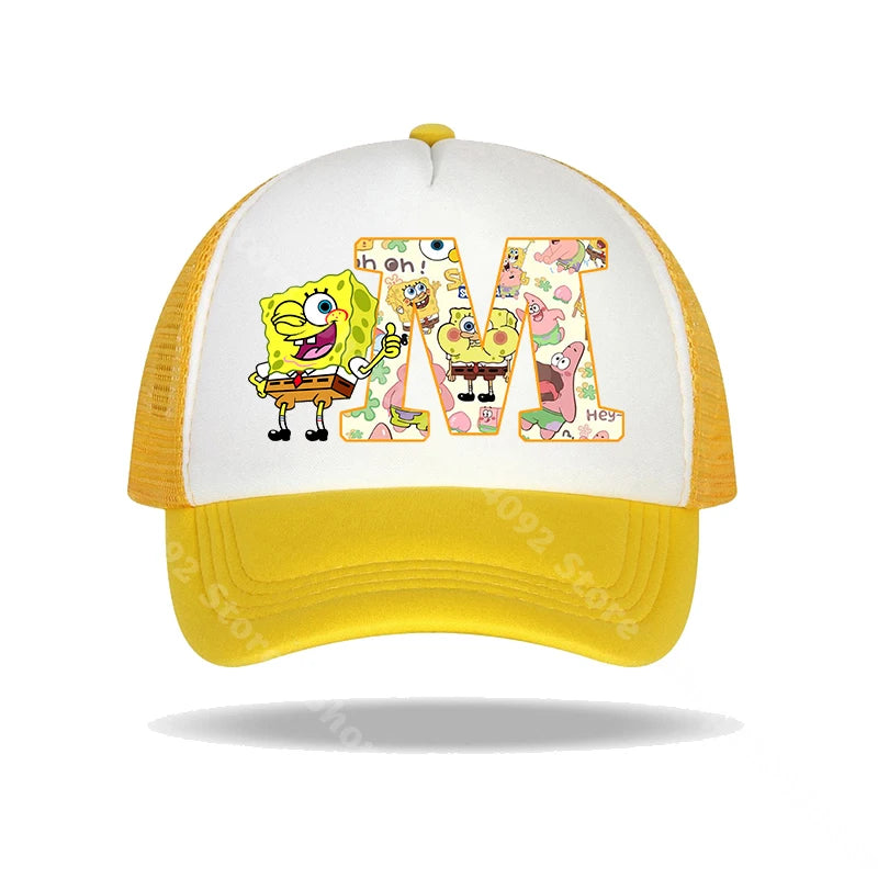 SpongeBob SquarePants basebollkeps för barn och vuxna med bokstavstryck, solhattar, anime, tecknad film, justerbara kepsar med skärm, sommarhattar, vardagshattar, ny