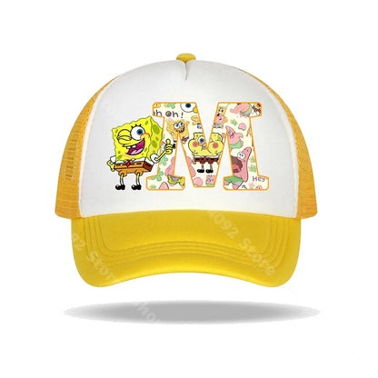 SpongeBob SquarePants basebollkeps för barn och vuxna med bokstavstryck, solhattar, anime, tecknad film, justerbara kepsar med skärm, sommarhattar, vardagshattar, ny
