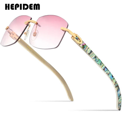 HEPIDEM Buffalo Horn Glasses Men Famous Brand Design Rimless Sunglasses Women Luxury Eyewear Horn-Rim Frameless Buffs Eyeglasses
