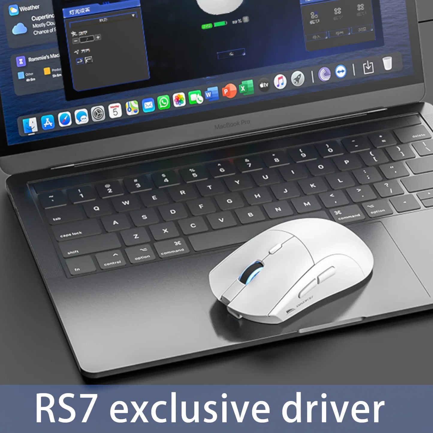 SMAILWOLF RS7 Bluetooth trådløs gamingmus, tre tilstande, PAW3311, makroprogrammerbar mus til laptop, gaming og kontor