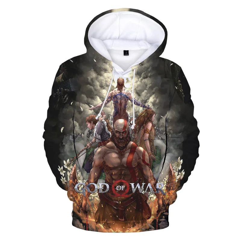 3D pop game God Of War printing Hoodies for men Kratos graphic hooded hoody kid fashion cool hip hop pullovers harajuku clothing