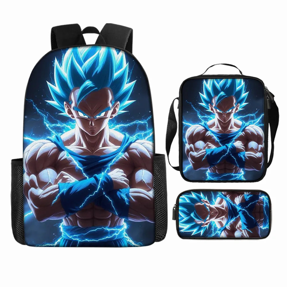 Dragon Ball 3Pcs/Set Backpacks Goku Vegeta Cartoon Print Lunch Bag Pencil Bags Student Casual School Bags Return To School Gift