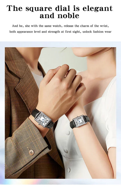 SANDA 9031/1108 Sport Casual Women Men Quartz Watches Reloj Luxury Couple Watch Resistant Leather Strap Square Dial Waterproof