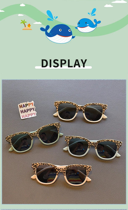 New Children Vintage Leopard Print Square Sunglasses UV400 Outdoor Fashion Girls Boys Protection Sunglass Kids Sun Glasses