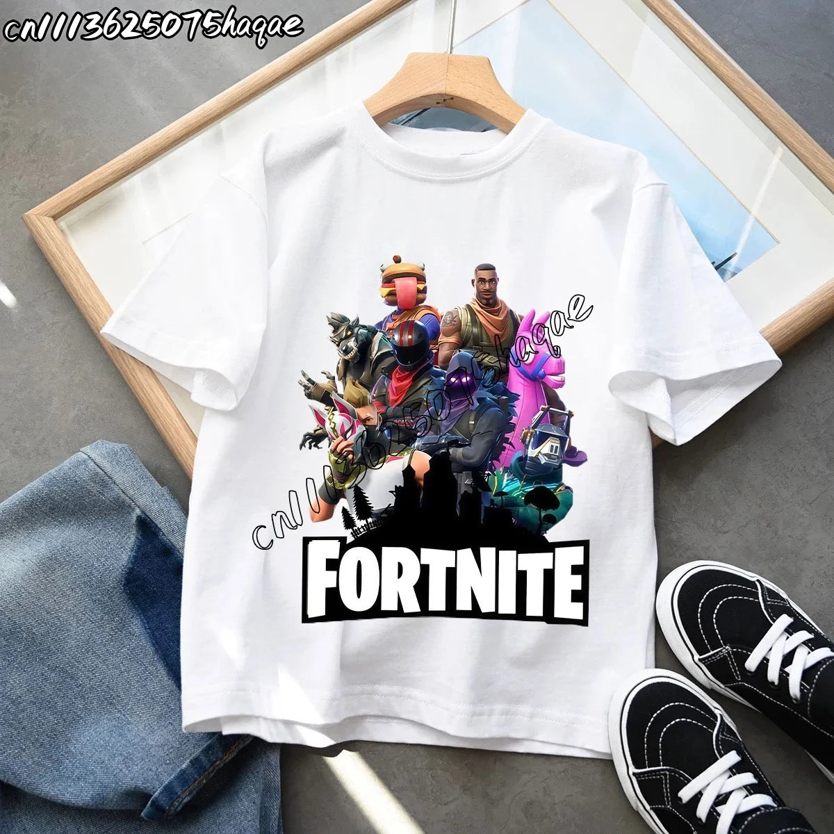 T-shirts Infantis Fortnite Novidade de Verão, T-shirt com Figura de Desenho Animado, Estampado Gráfico, Casual e Desportivo, Manga Curta, Tops Desportivos para Criança, Roupa para Rapazes