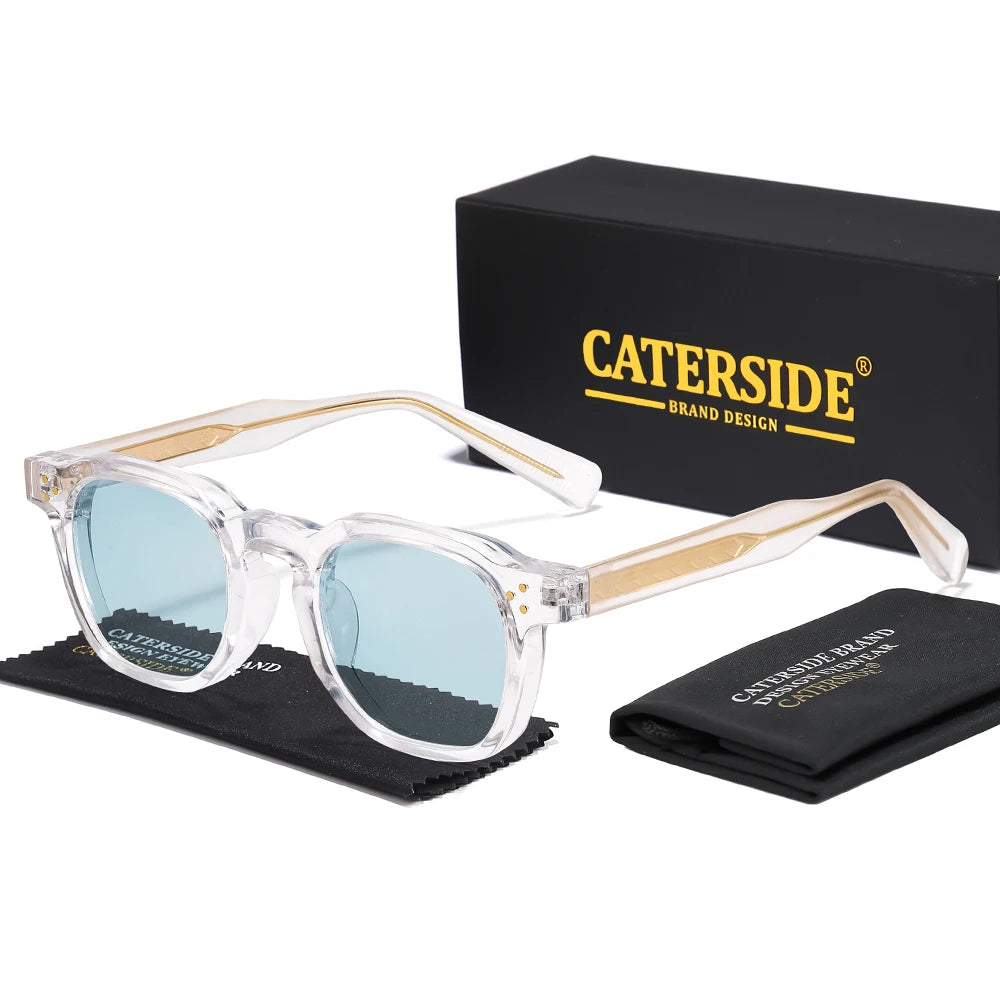 CATERSIDE Retro Punk Men Sunglasses Small Frame Square Personalized Design Sun Glasses Women Travel Party Business Festival Gift