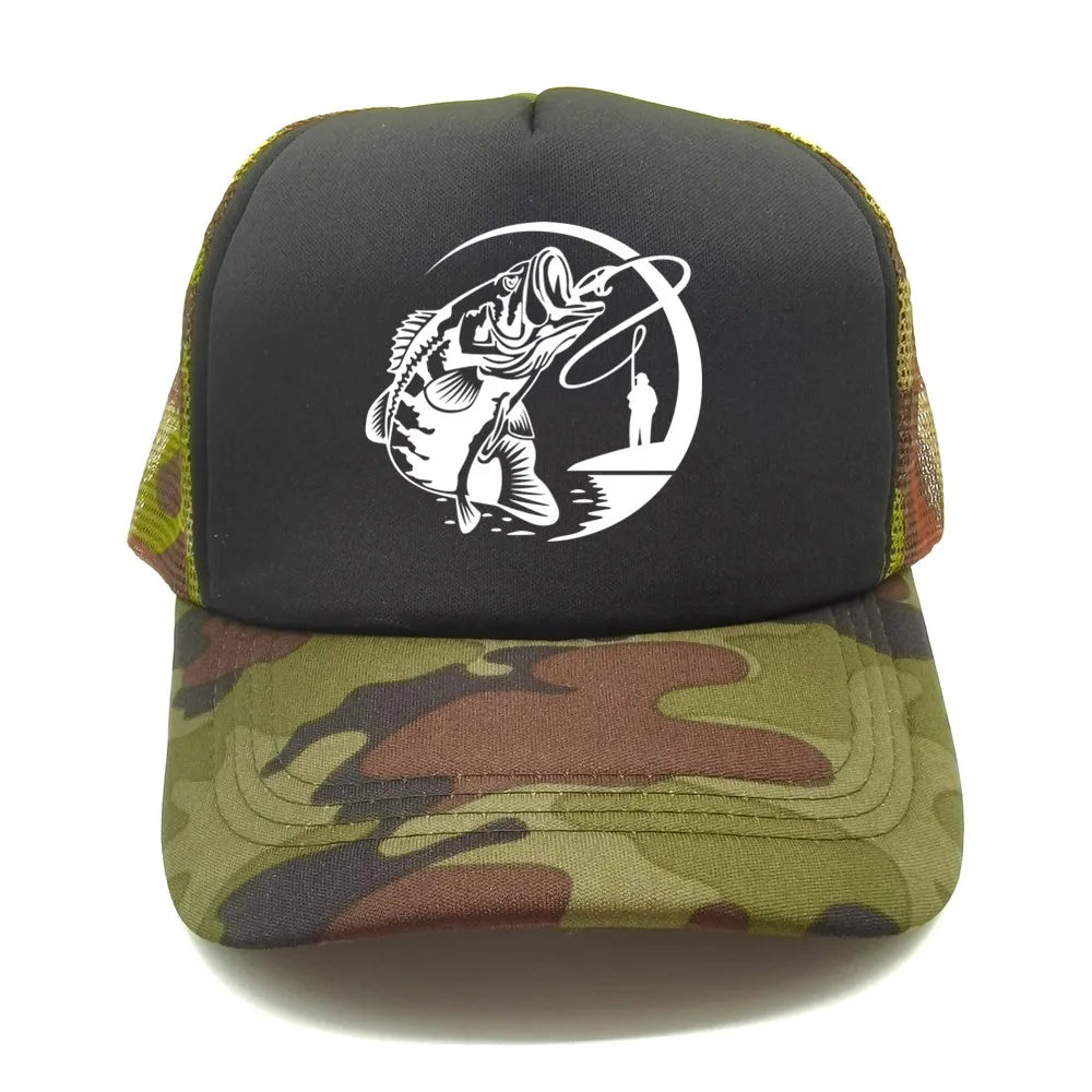 Fiske-skelett-trucker-keps, sommar, herr, cool fiskarkeps, basebollkeps, unisex, utomhus, nätkepsar, MZ-238