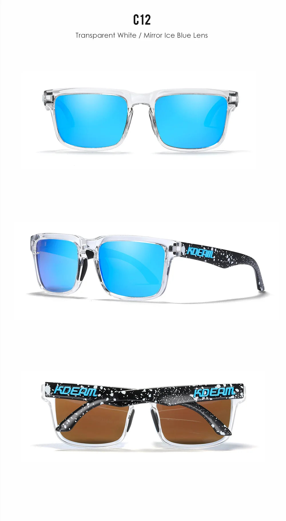 Kdeam High Quality Original Brand Design Polarized Sunglasses for Women Men Fashion Unisex  Trendy Outdoor Eyewear For Couple