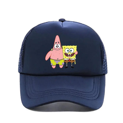 Fashion Cute SpongeBobs Print Baseball Cap Cartoon Men Women Summer Sun Mesh Hat Anime Adjustbale Sunshade Golf Cap Trucker Hat