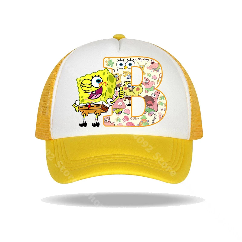 SpongeBob SquarePants basebollkeps för barn och vuxna med bokstavstryck, solhattar, anime, tecknad film, justerbara kepsar med skärm, sommarhattar, vardagshattar, ny