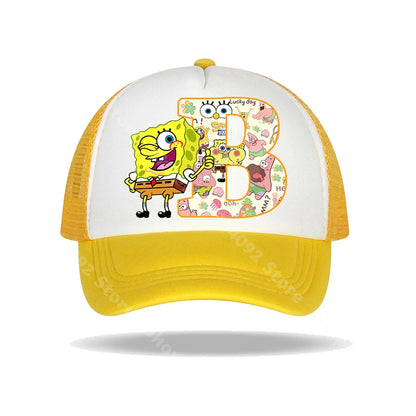 SpongeBob SquarePants basebollkeps för barn och vuxna med bokstavstryck, solhattar, anime, tecknad film, justerbara kepsar med skärm, sommarhattar, vardagshattar, ny
