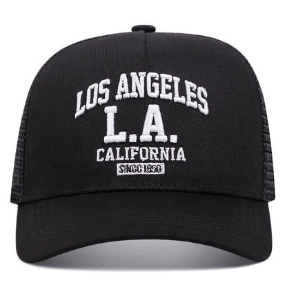 LOS ANGELES-broderad keps för män och kvinnor, för utomhussport och evenemang – trendig amerikansk trucker-keps i nät
