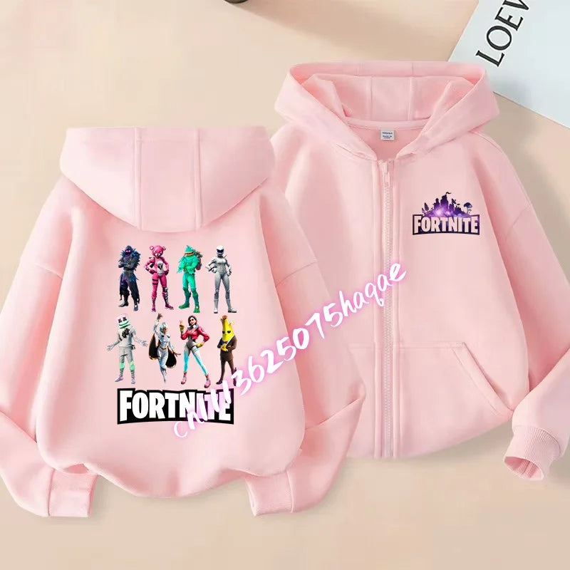 Nowa dziecięca bluza z kapturem Fortnites na zamek, kreskówkowa anime, casualowa i oddychająca kurtka dla chłopców, odzież dziecięca na wiosnę 2026