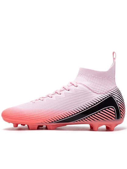 Chaussures de football pour adultes débutants AG FG, tige extensible en PU, coussin en TPU, crampons longs antidérapants, durables, pour entraînement sur gazon, niveau d'entrée