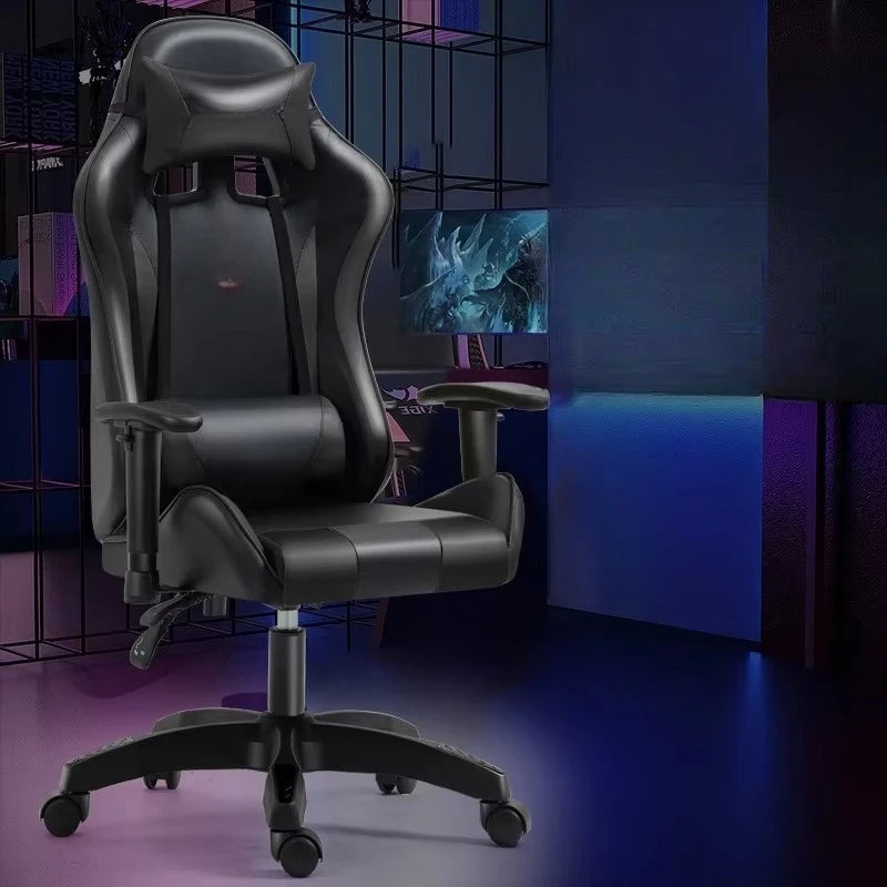 Chaise de jeu ergonomique avec support lombaire et hauteur réglable pour les joueurs sur PC, le travail de bureau, les longues sessions d'ordinateur, confortable