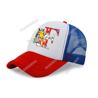Cartoon Pokemons Kids Baseball Cap Pikachus Letter A-Z Boy Girl Sun-proof Sunhat Children Peak Cap Summer Trucker Dad Hat