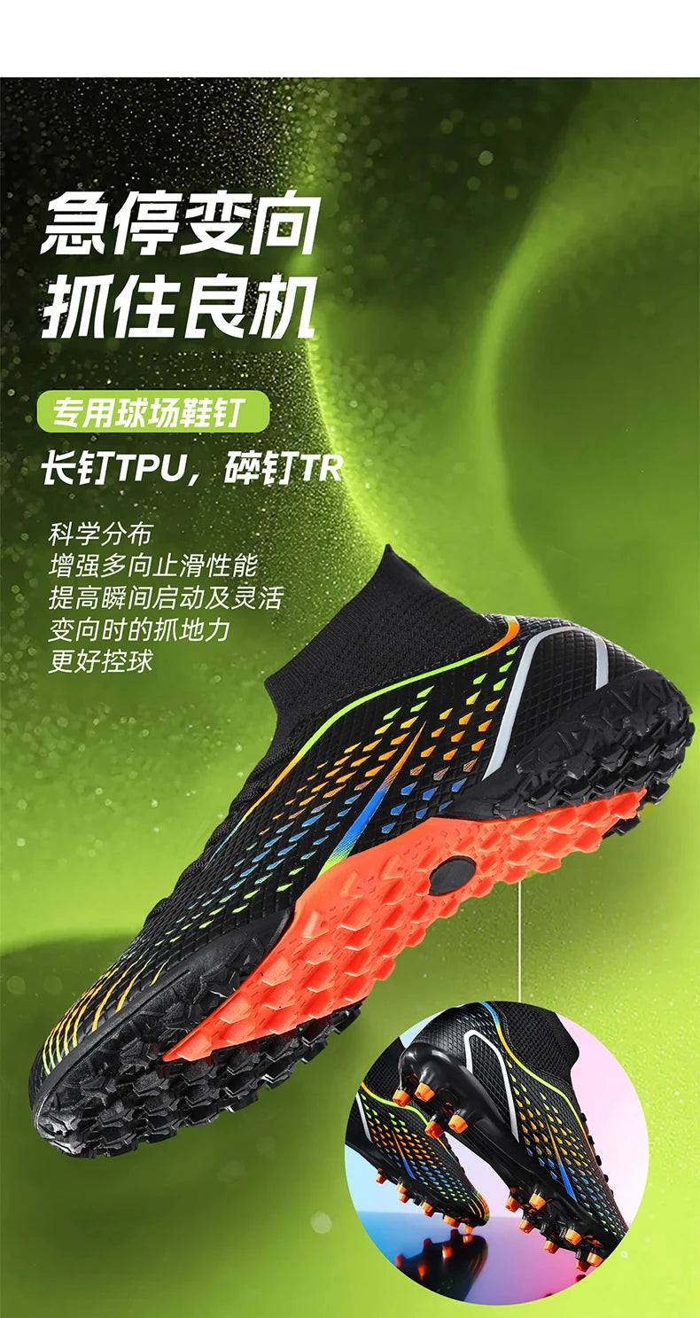 Men Outdoor Football Boots FG/TF Professional Training Soccer Shoes Cleats Turf Futsal Match Grass Unisex Non-slip Breathable