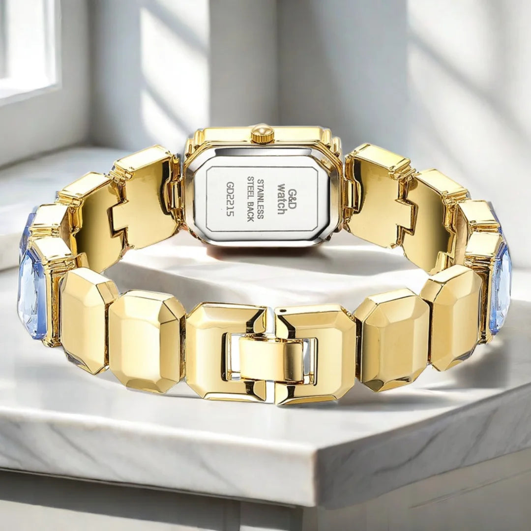 Ladies Wrist Watch Small Golden Square Quartz For Women Bracelet Watches Top Brand Luxury Diamond Fashion Women's Watch 2024