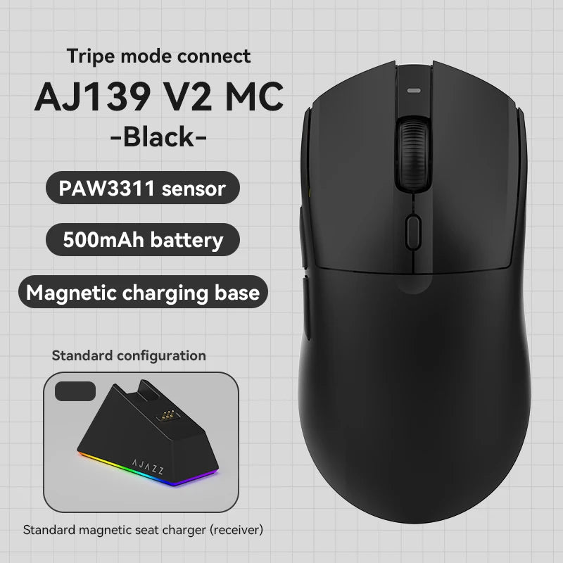AJAZZ AJ139Pro/AJ139V2MC trådløs mus PMW3395/PAW3311-chipsæt 12000-26000Dpi professionel gamingmus