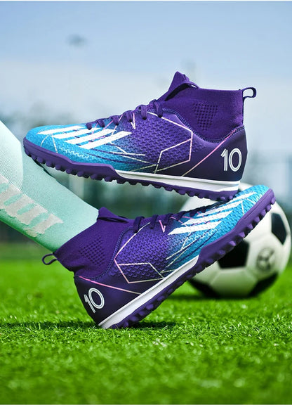 Nouvelles chaussures de football pour hommes, ultralégères, pour intérieur et extérieur, de haute qualité, à haute cheville, antidérapantes, chaussures de sport, futsal antidérapantes