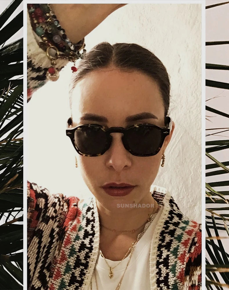 High QualityTortoiseshell Round Frame Handmade Sunglasses Designer Men Acetate Women's Beach Sun UV400 Sunglasses Can Be Carved