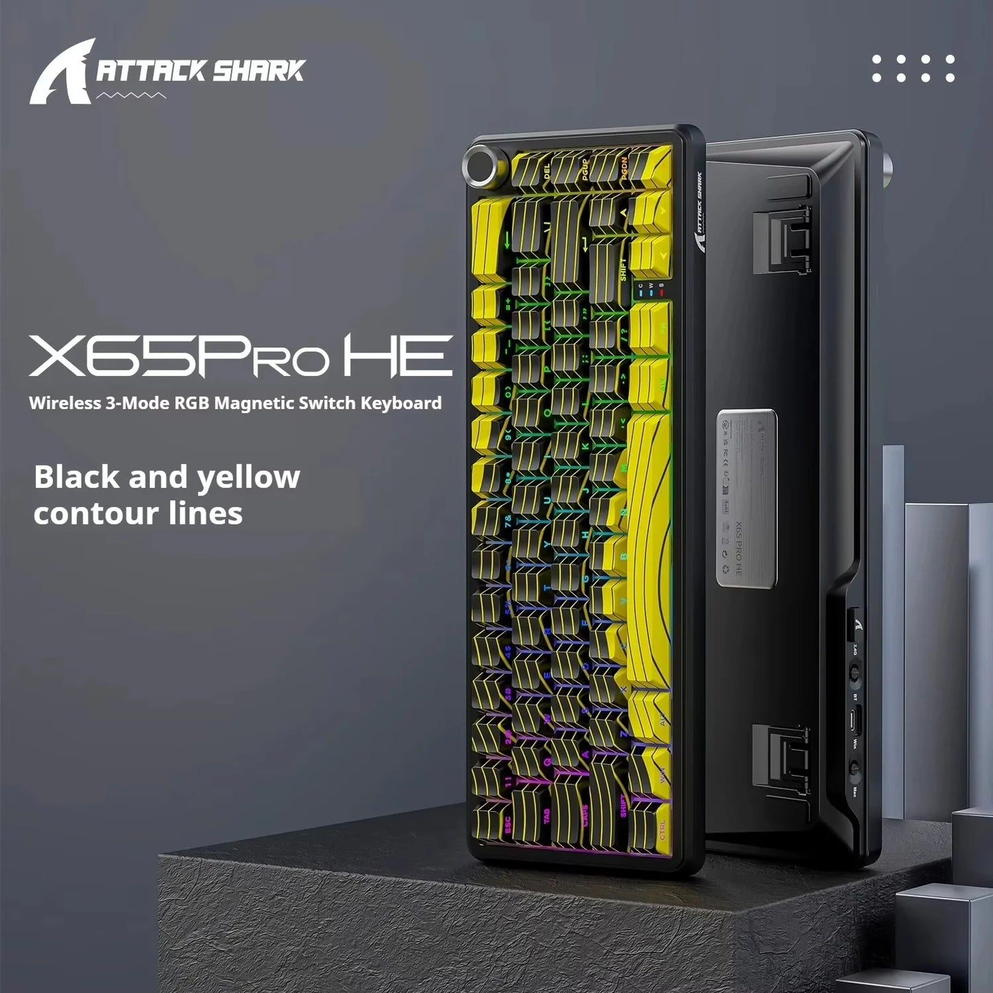 Attack Shark X65 PRO HE Magnetic Switch Keyboards 8K RT0.001mm Side Engraving Bluetooth Wireless Gaming Keyboards Windows Mac PC