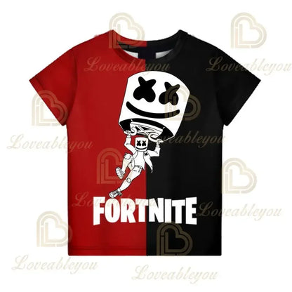 Battle Royale T-paita Fortnite T-paita Victory Cartoon -yläosat nuorille, lasten Hero Game Fortress Night 3D -T-paita pojille ja tytöille