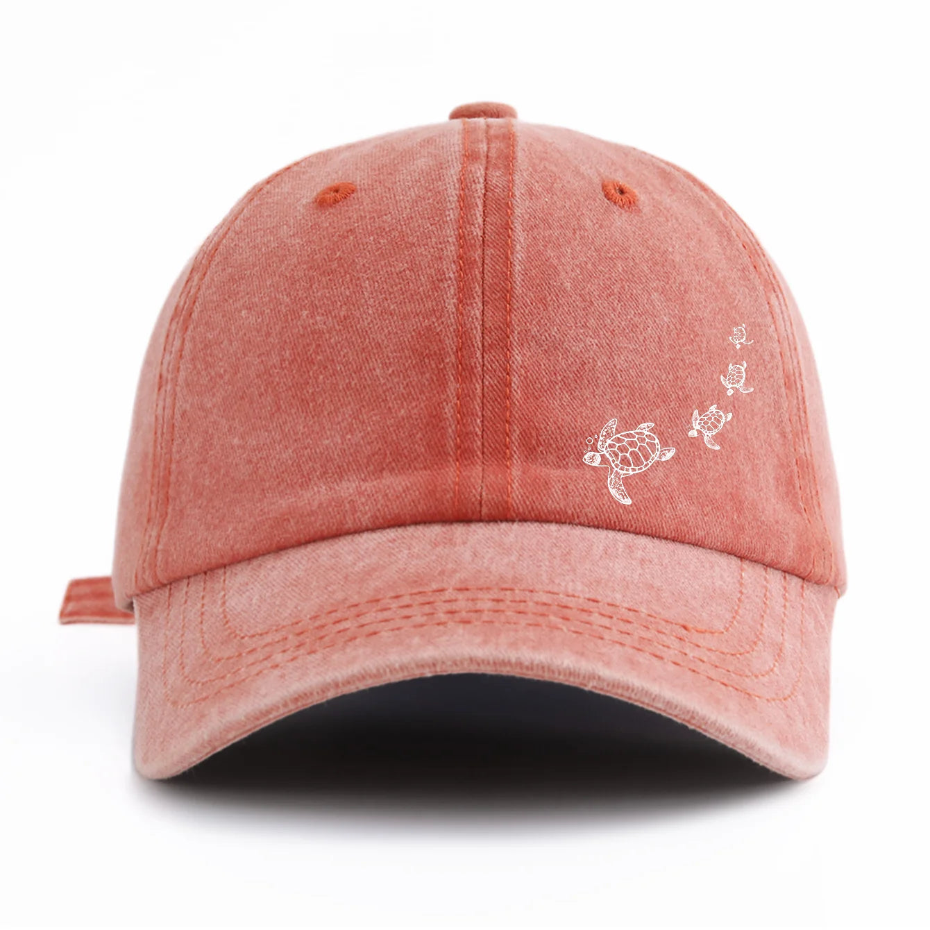 1pc Turtle Print Washed Baseball Cap for Adults,Minimalist Retro Style Casual Soft Adjustable Dad Hat,Perfect As Gift