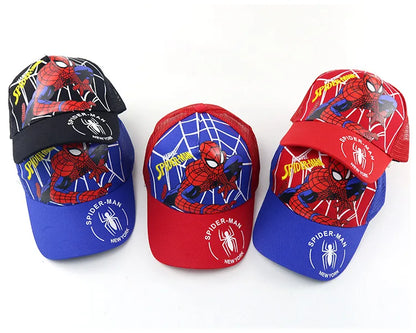Marvel Anime Figure Spider-Man Cartoon Baseball Cap Cotton Polyester Peaked Cap Boy Girl Headwear Accessories Kids Birthday Gift