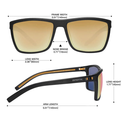 ZENOTTIC Polarized Sunglasses for Men Shades Lightweight TR90 Frame UV400 Protection Square Outdoor Trave Driving Sun Glasses