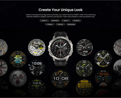 KOSPET Tank T4 Men's Rugged Smart Watch Military Grade Full Stainless Steel GPS 100M Waterproof 45M Freediving Health Monitor