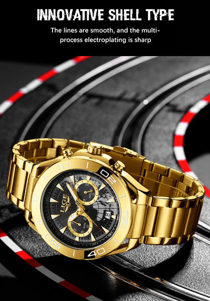 LIGE Top Brand Luxury Mens Watches Casual Business Watch Men Fashion Waterproof Military Men's Quartz Wristwatch Montre Homme