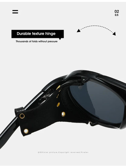 Retro Sunglasses Men Women Leather Round Glasses Vintage Goggles Anti Wind Outdoors Sports Sun Glasses UV400