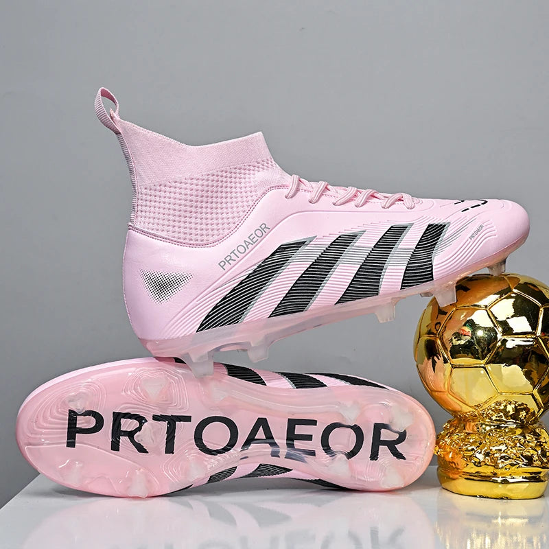 Nouvelles chaussures de football professionnelles pour hommes, crampons de football antidérapants TF/FG, baskets pour garçons, chaussures de sport confortables à la cheville, unisexes