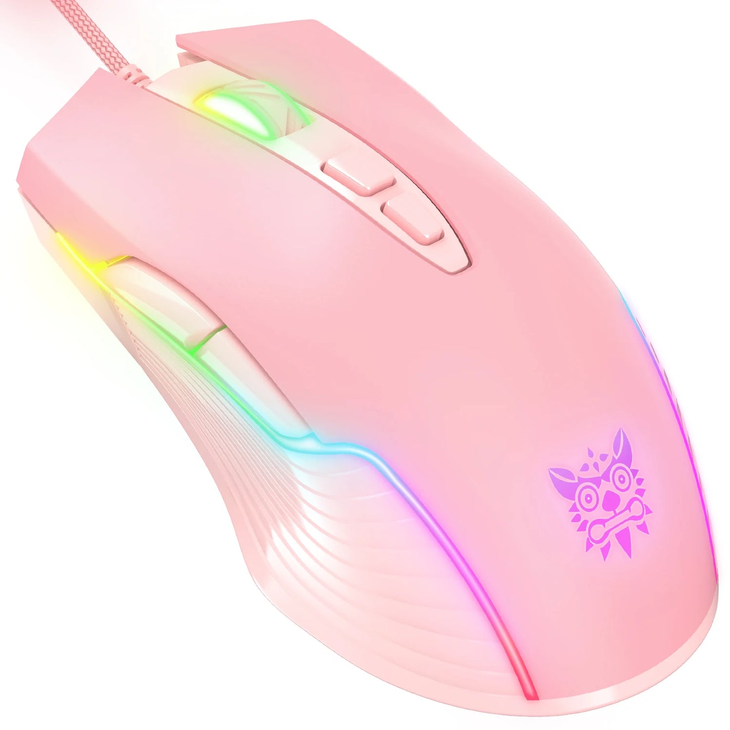 ONIKUMA langallinen pelihiiri, 6 säädettävää tasoa, 6400 DPI, 7 ohjelmoitavaa painiketta, 7 RGB-valaistustilaa, ergonominen hiiri PC-pelaajalle