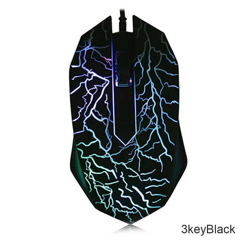 Herní myš 2400 DPI s USB kabelem, LED podsvícením, profesionální myš pro hráče, ergonomická počítačová myš pro PC, notebook a Macbook
