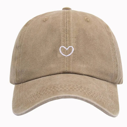1pc Retro Washed Little Heart Embroidered Ponytail Baseball Cap  for Women,Outdoor Sports Adjustable Women's Cap for Daily Wear