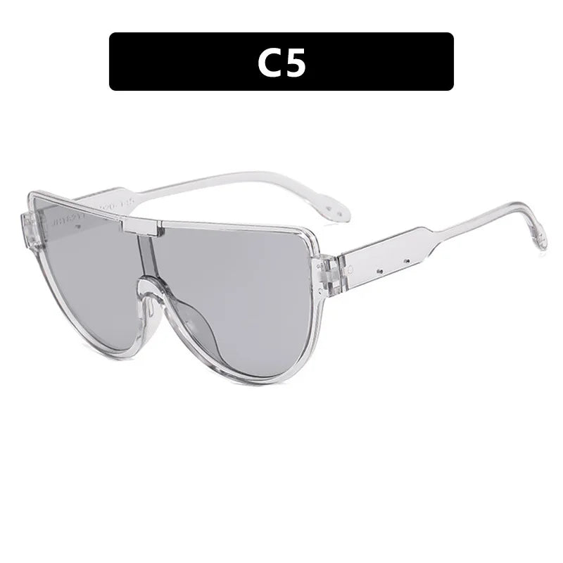 2025 New Design Monoblock Semi-round Sunglasses Designer Half Frame Goggle Shades Outdoor Oversized Sun Glasses for Women & Men