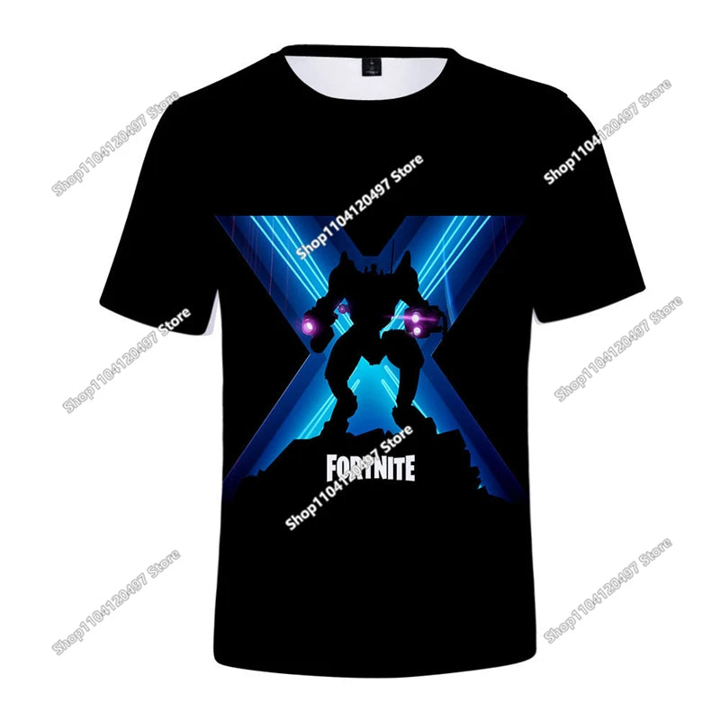 Zomer T-shirt voor kinderen, Battle Royale Fortnite Heldenoverwinning 3D, voor jongens en meisjes, babykleding
