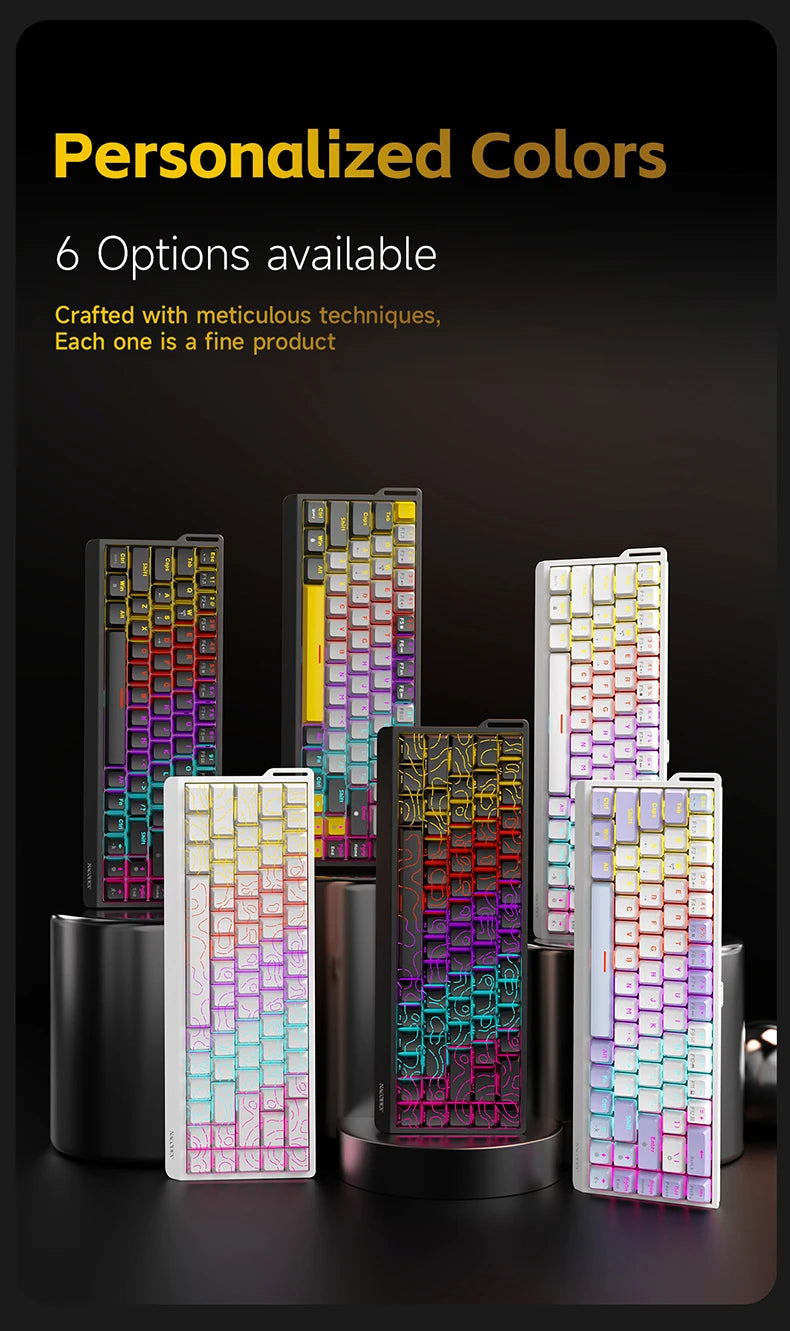 AJAZZ NK68 V2 Wired Mechanical Keyboard Plug and Play 65% Layout Design Sleeve Hot 68-Key Keyboard Colorful Backlight for PC