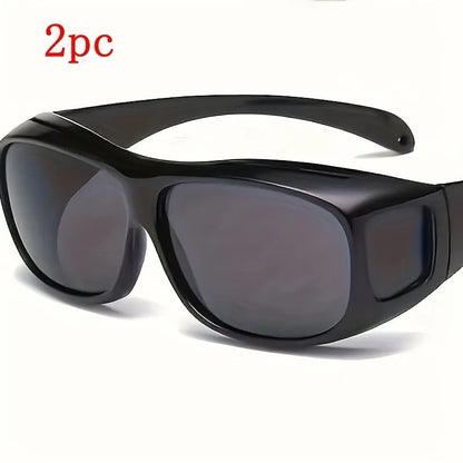 2pcs Night Vision Driving Surround Glasses Sunglasses Outdoor Sports Glasses Cycling Fishing Day and Night Unisex