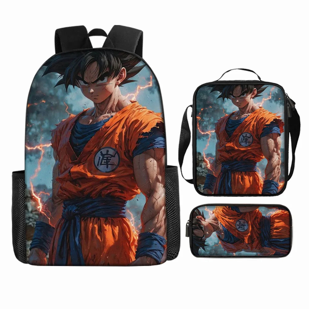 Dragon Ball 3Pcs/Set Backpacks Goku Vegeta Cartoon Print Lunch Bag Pencil Bags Student Casual School Bags Return To School Gift