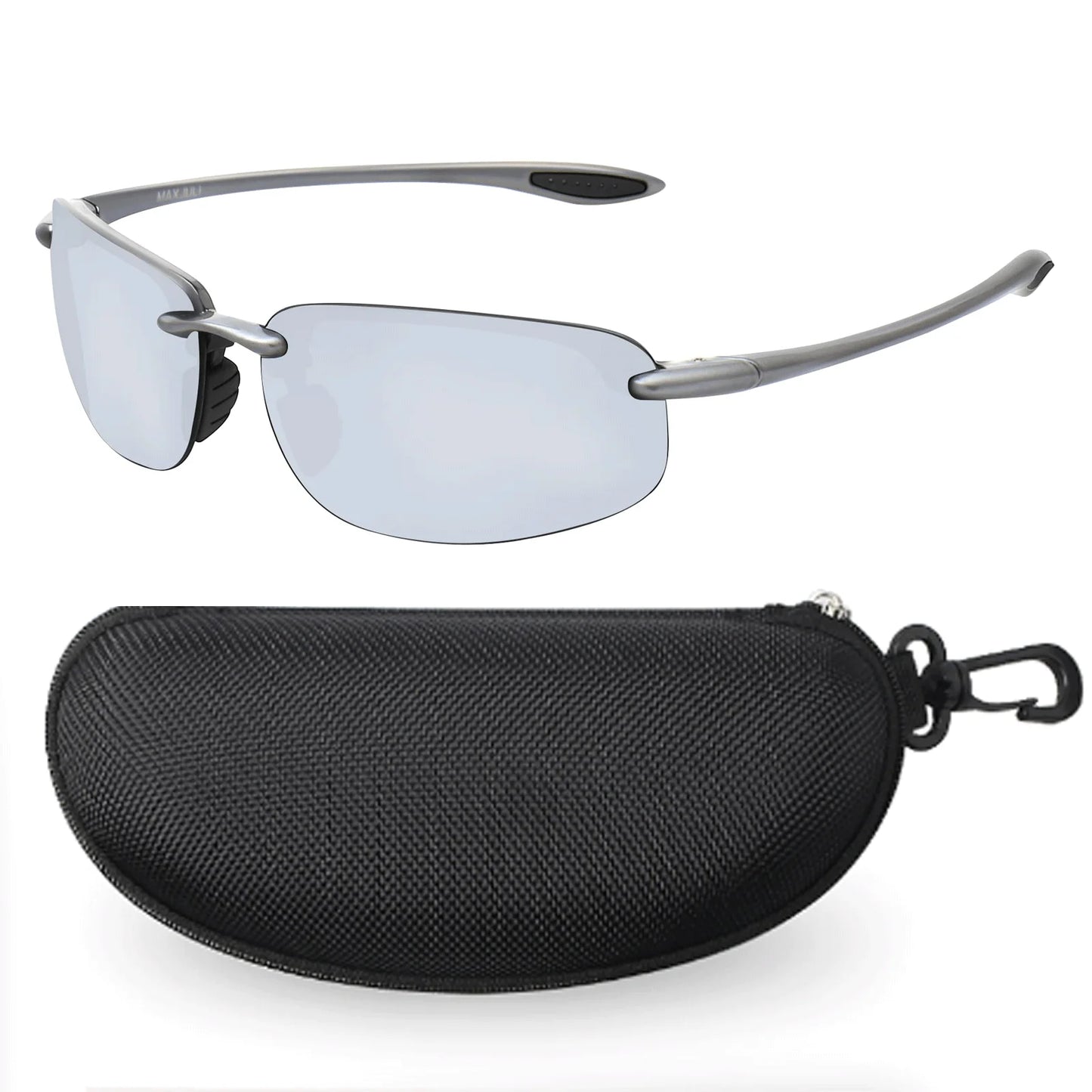 MAXJULI Polarized Sports Sunglasses for Men Women TR90 Rimless Frame Protection for Running Fishing  Driving UV400 8001