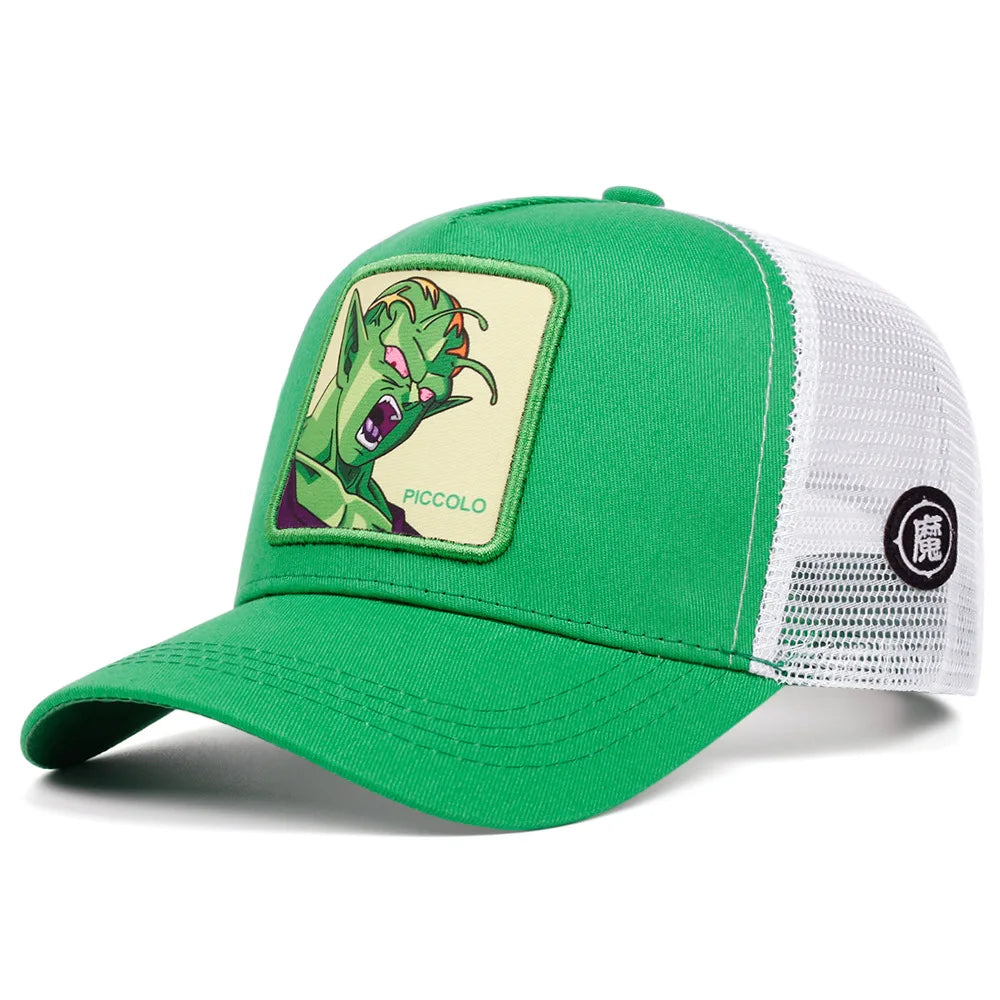 New Dragon Ball Son Goku Cap Summer Travel Peaked Cap Men's Embroidery Hip-Hop Cap Style Sun Visor Adjustable Trucker Mesh Cap